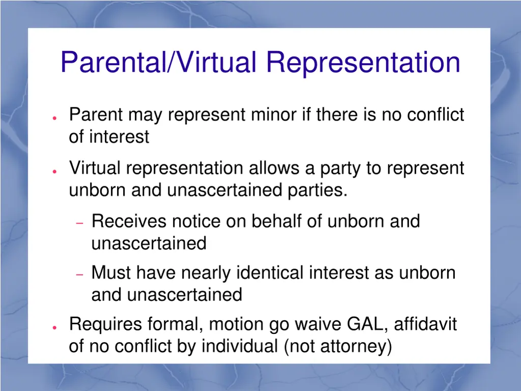 parental virtual representation