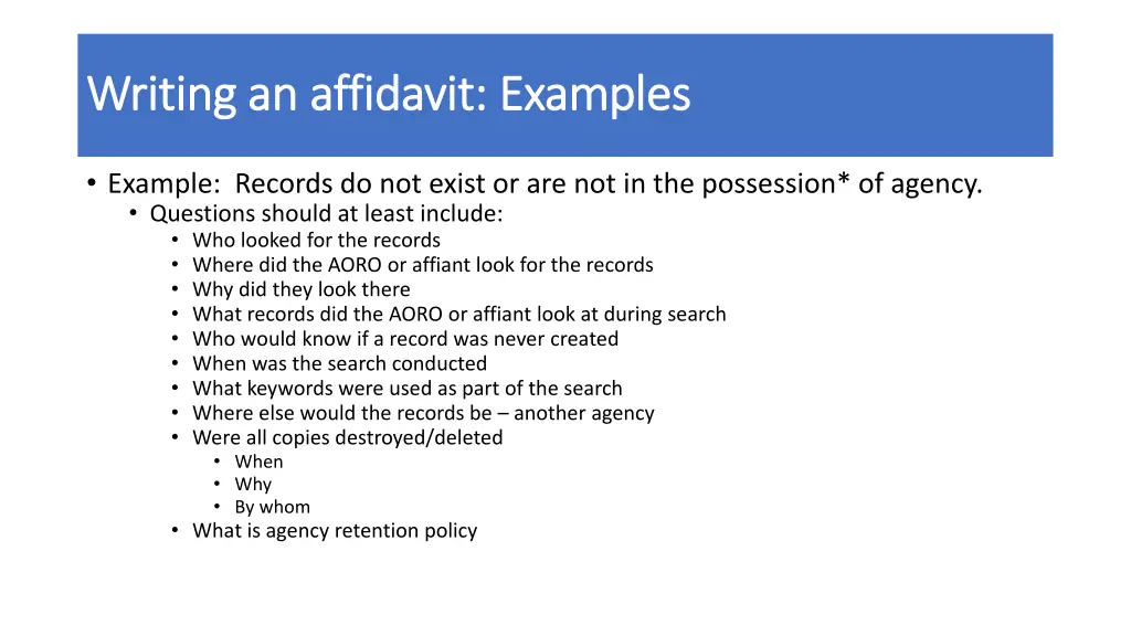 writing an affidavit examples writing