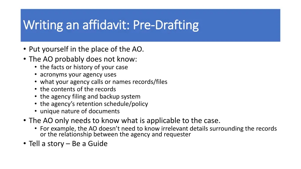 writing an affidavit pre writing an affidavit