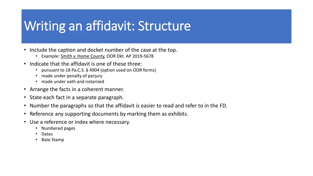 writing an affidavit structure writing