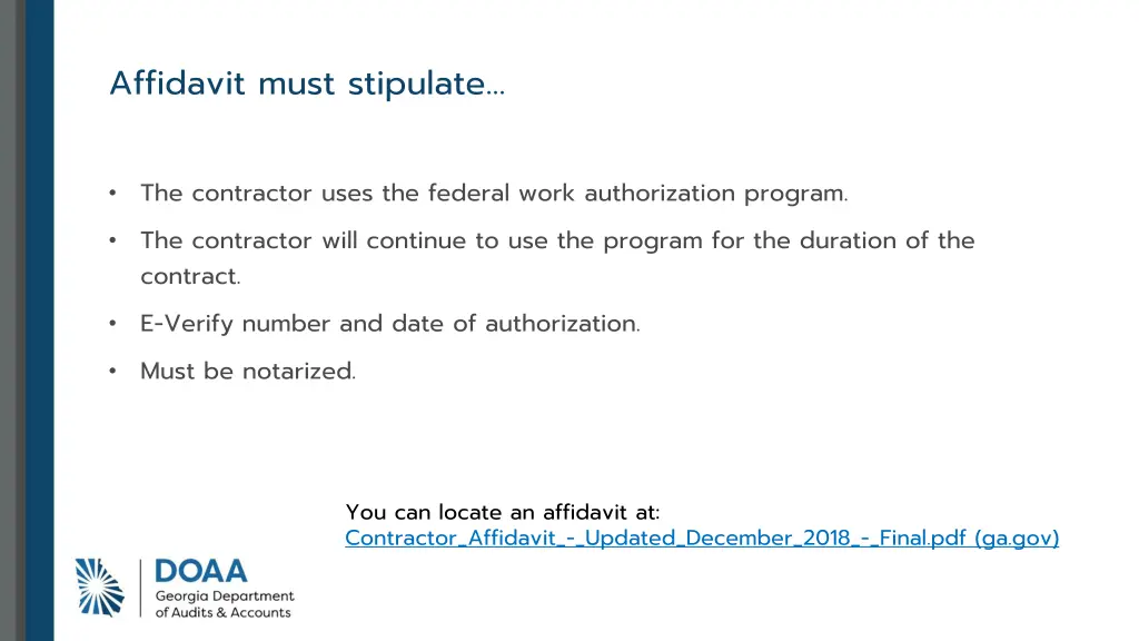 affidavit must stipulate