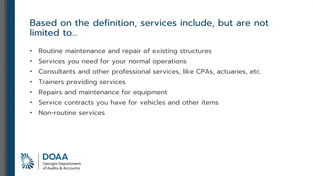 based on the definition services include