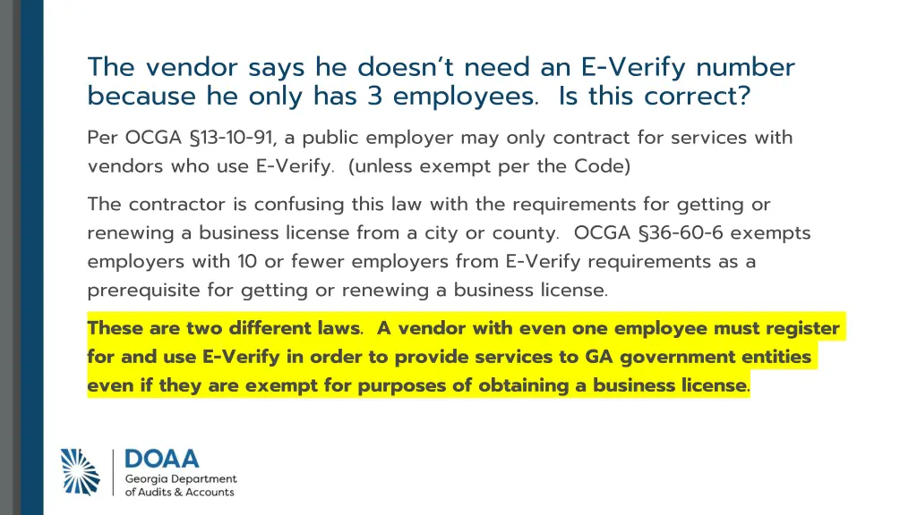 the vendor says he doesn t need an e verify 1