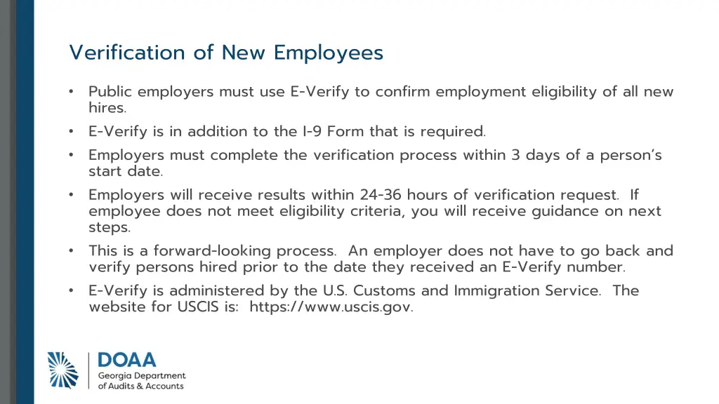 verification of new employees