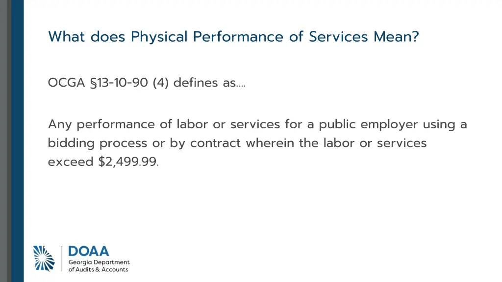 what does physical performance of services mean