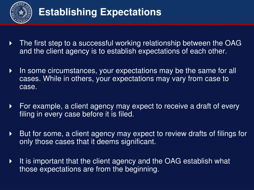 establishing expectations