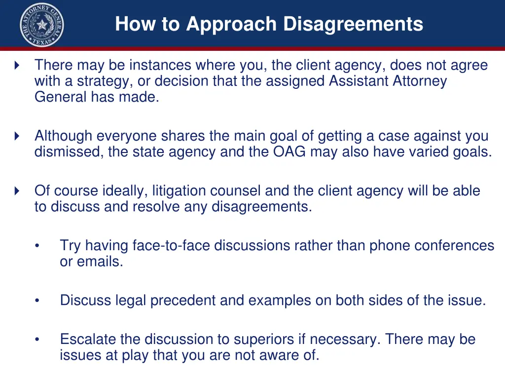 how to approach disagreements