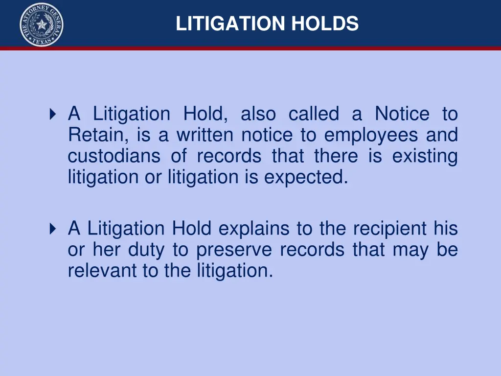 litigation holds