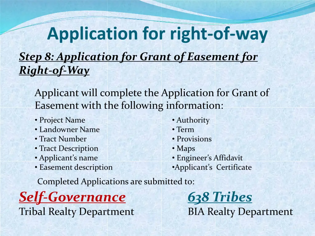 application for right of way