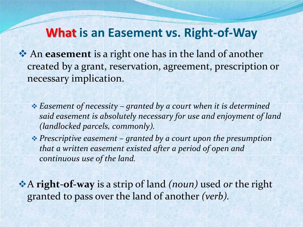 what is an easement vs right of way