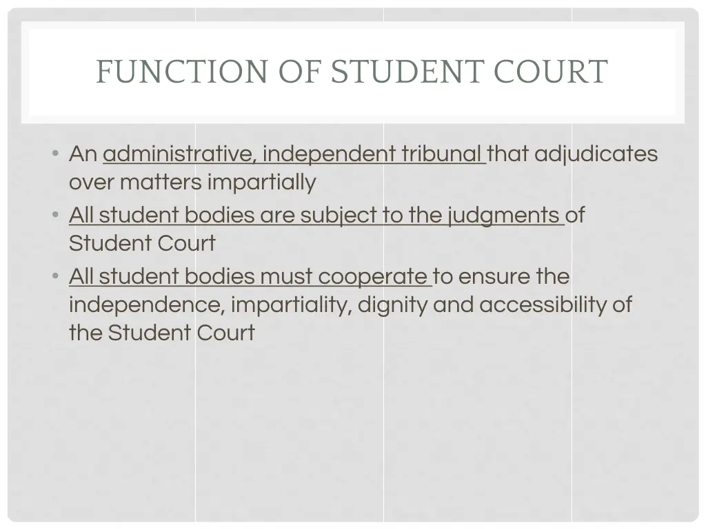 function of student court