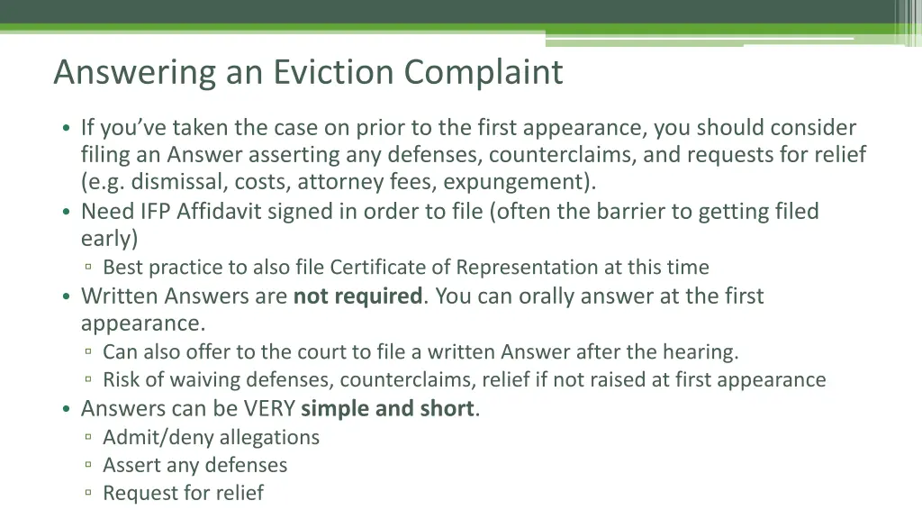 answering an eviction complaint