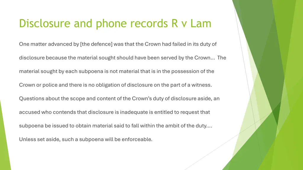 disclosure and phone records r v lam