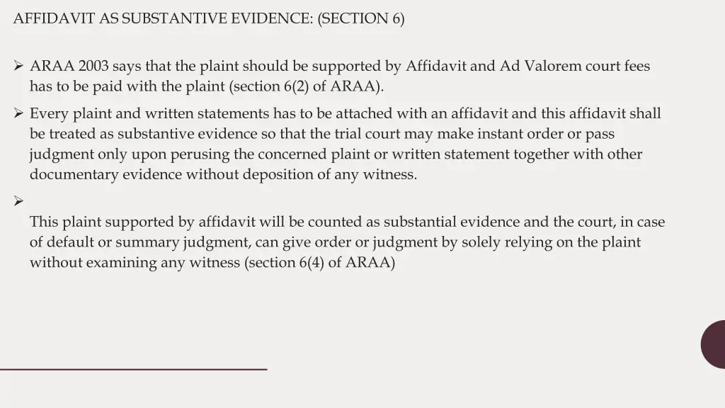 affidavit as substantive evidence section 6