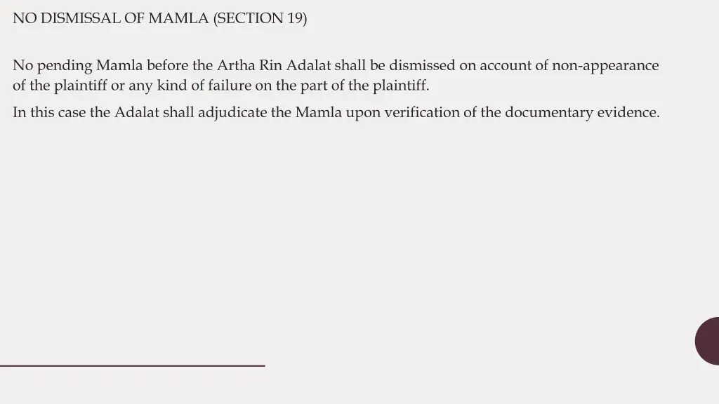 no dismissal of mamla section 19