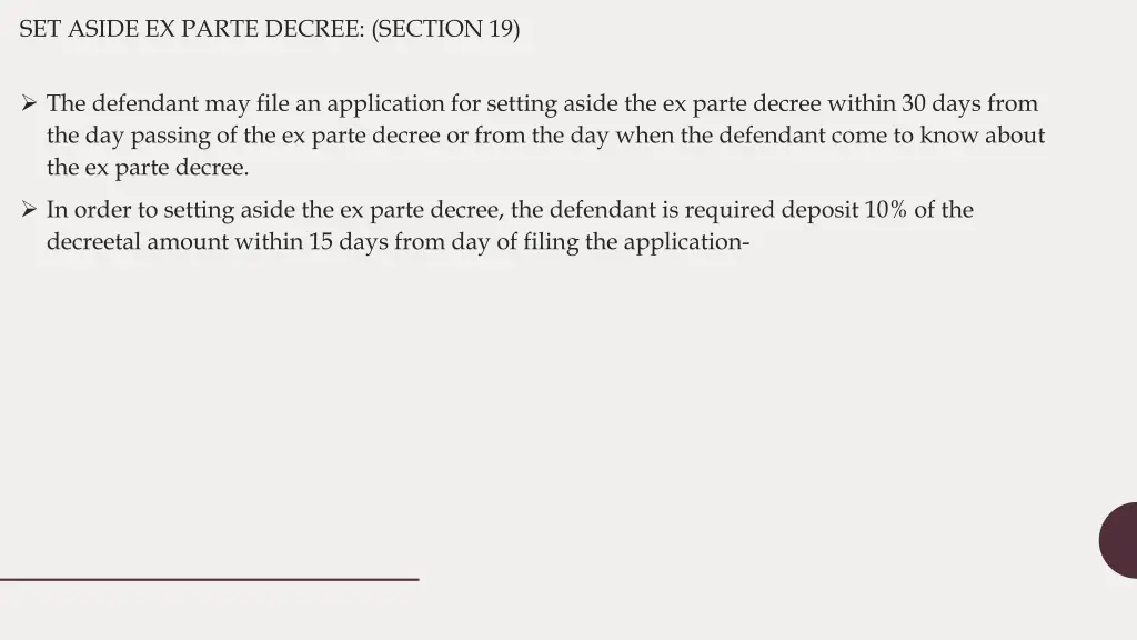 set aside ex parte decree section 19