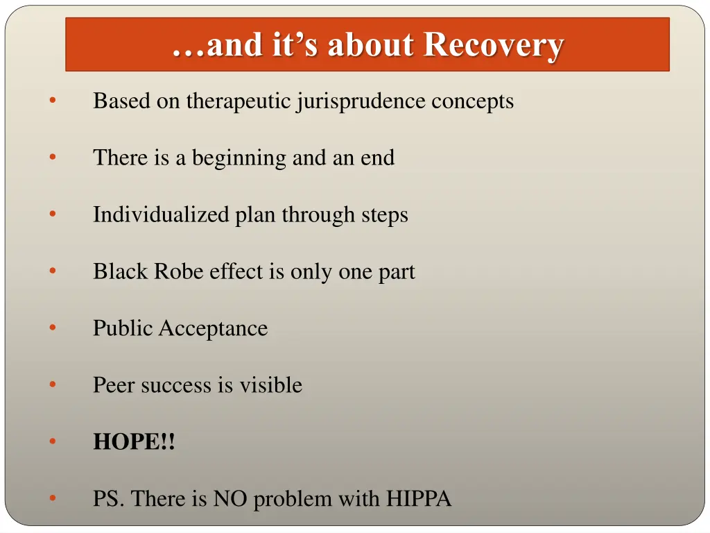 and it s about recovery