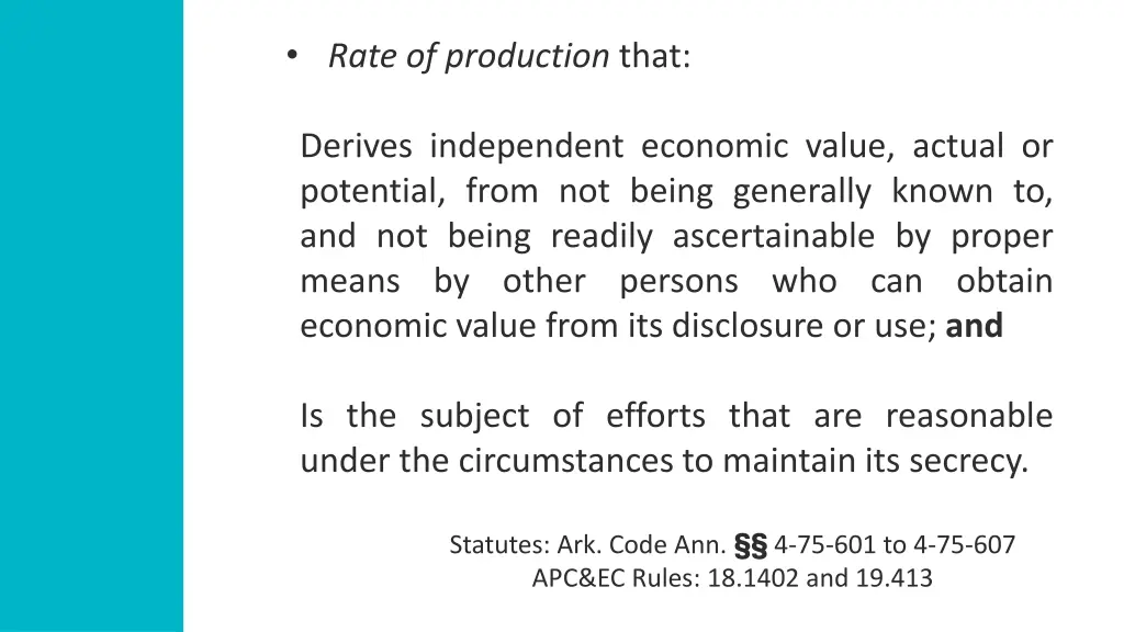 rate of production that