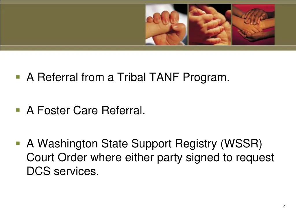 a referral from a tribal tanf program