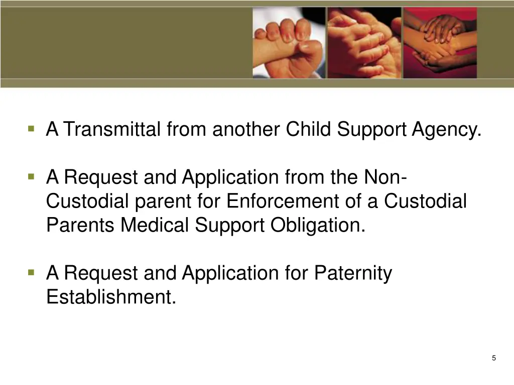 a transmittal from another child support agency