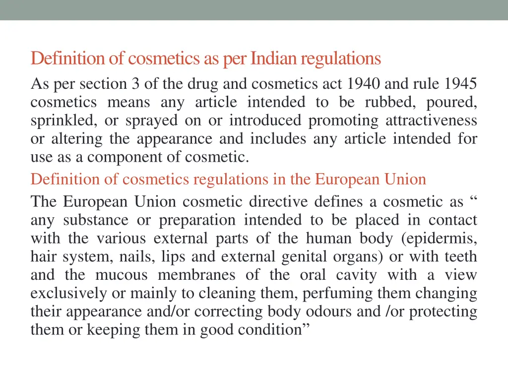 definition of cosmetics as per indian regulations