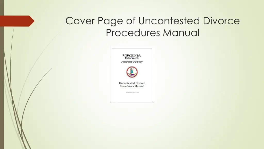 cover page of uncontested divorce procedures