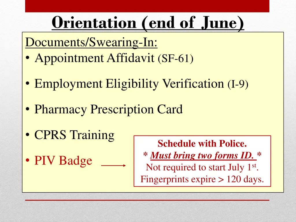 orientation end of june documents swearing 3