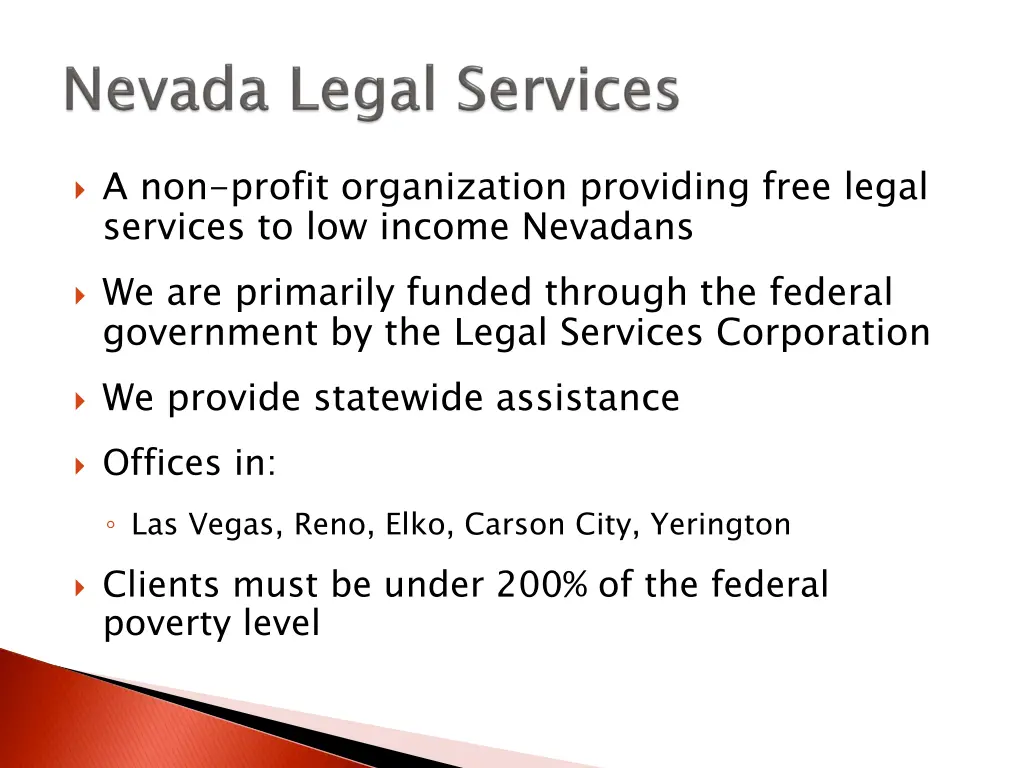 a non profit organization providing free legal