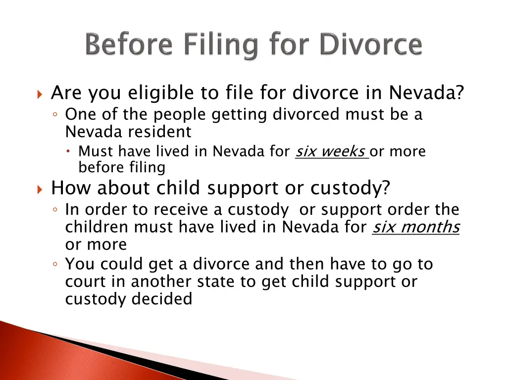 are you eligible to file for divorce in nevada