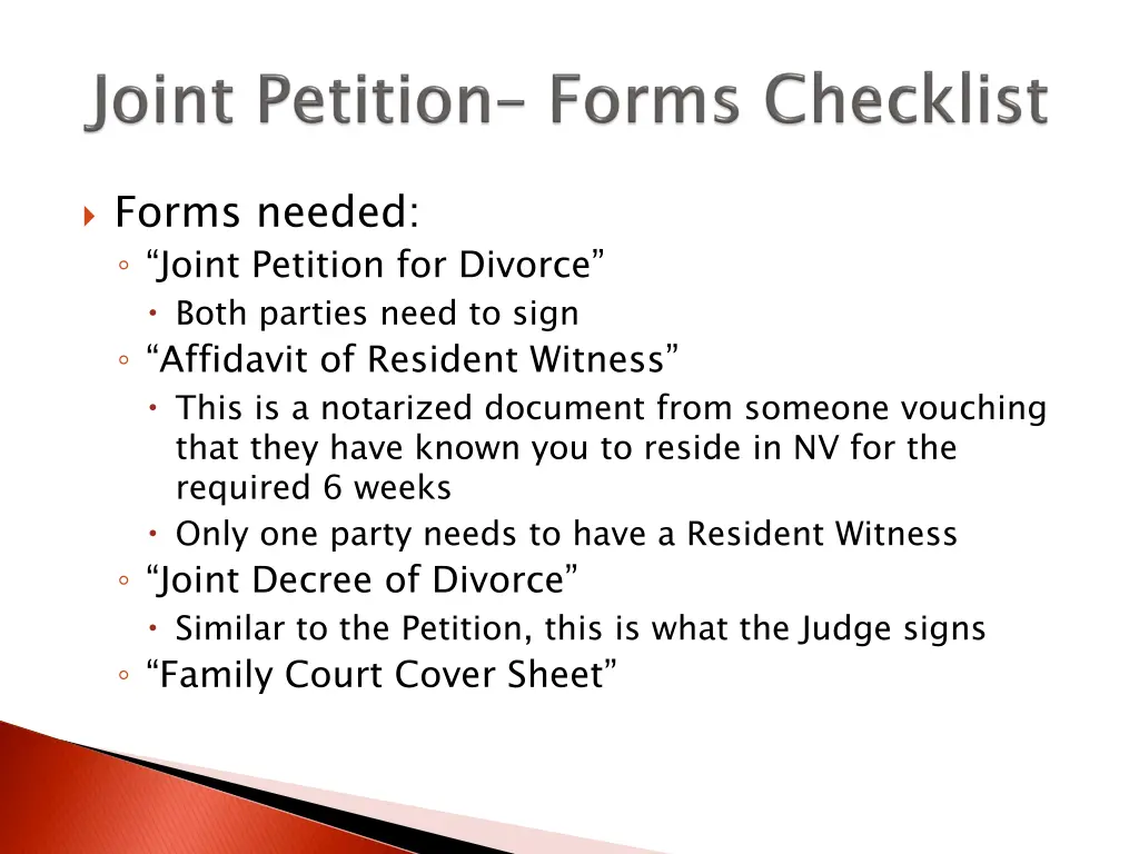 forms needed joint petition for divorce both