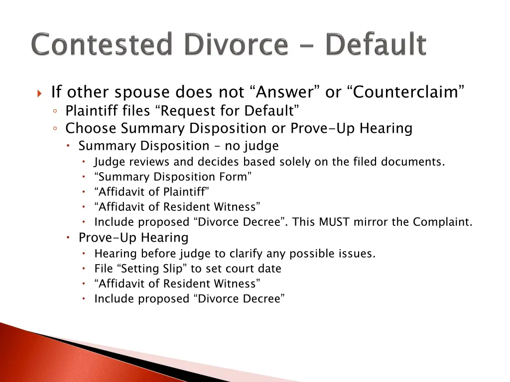 if other spouse does not answer or counterclaim