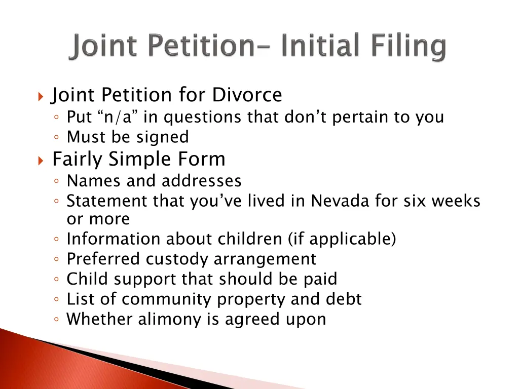 joint petition for divorce put n a in questions