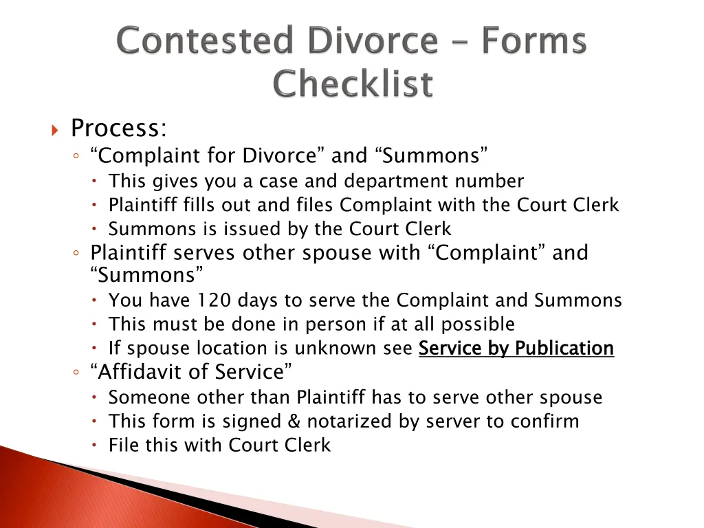 process complaint for divorce and summons this