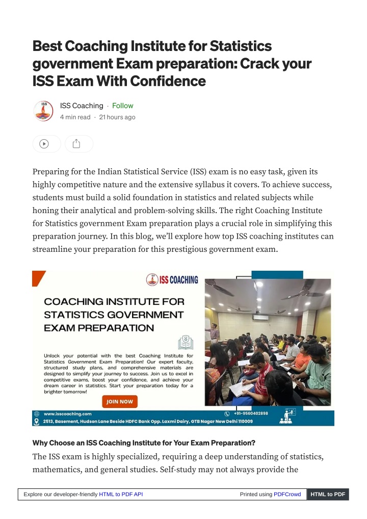 best coaching institute for statistics government