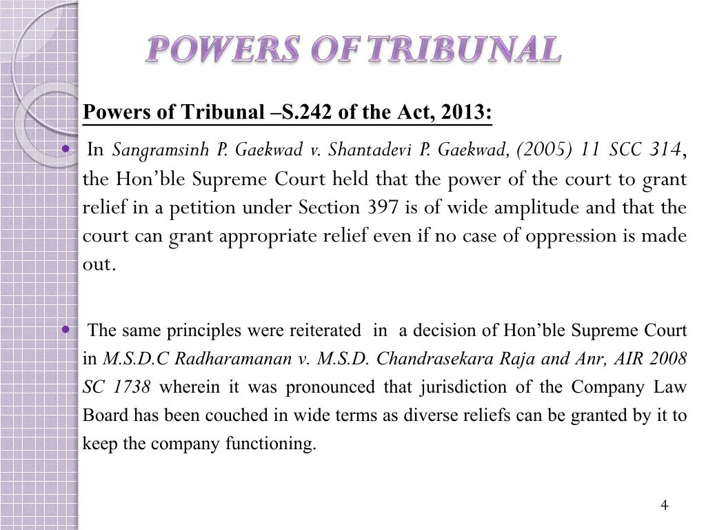 powers of tribunal s 242 of the act 2013