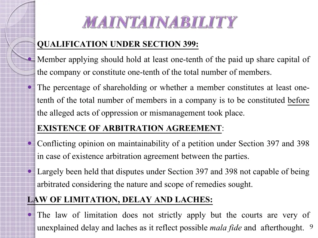 qualification under section 399 member applying