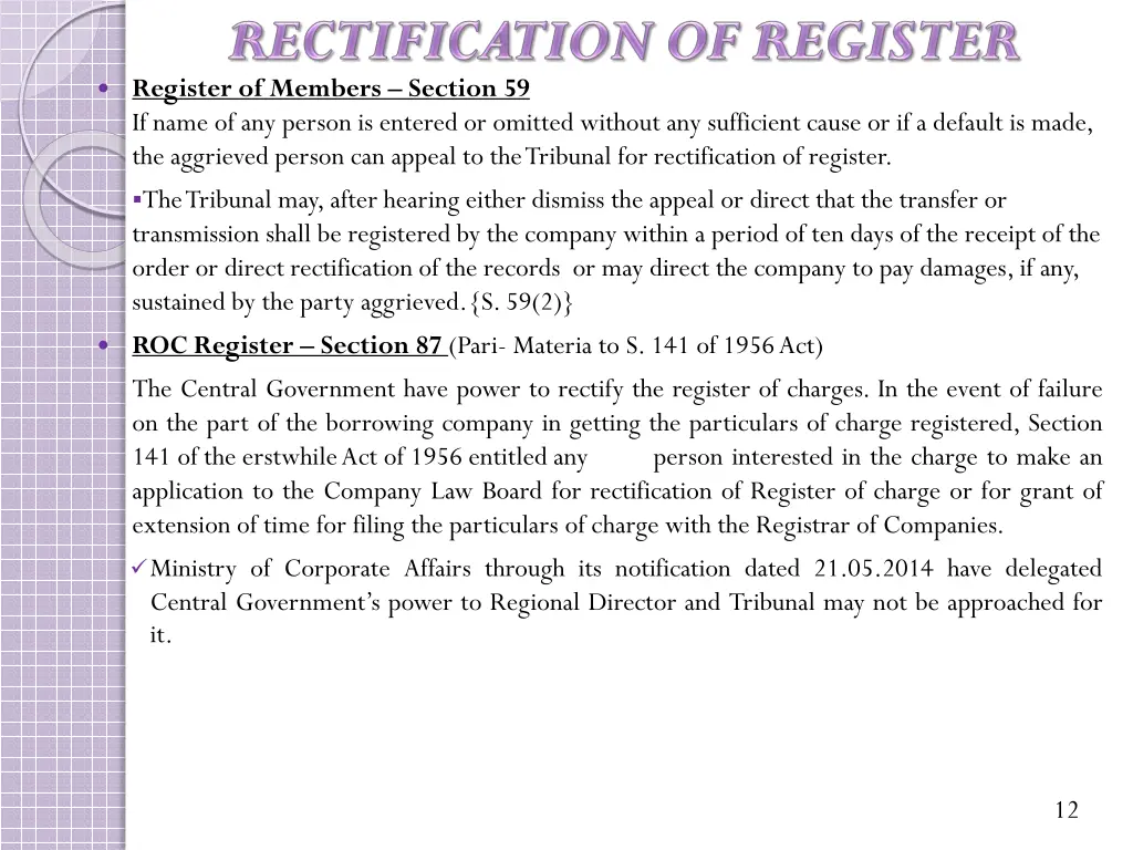 register of members section 59 if name