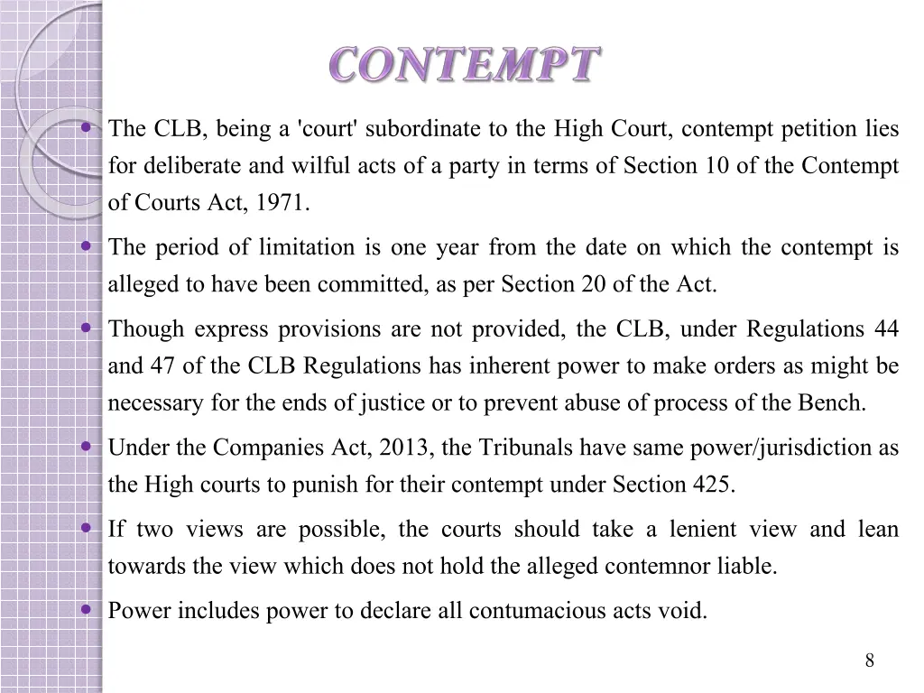 the clb being a court subordinate to the high