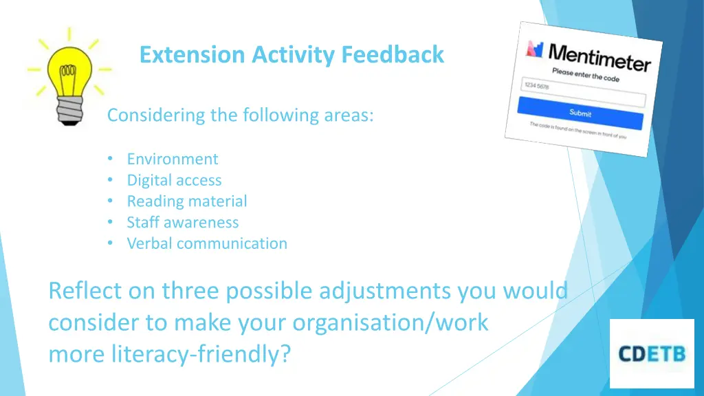 extension activity feedback