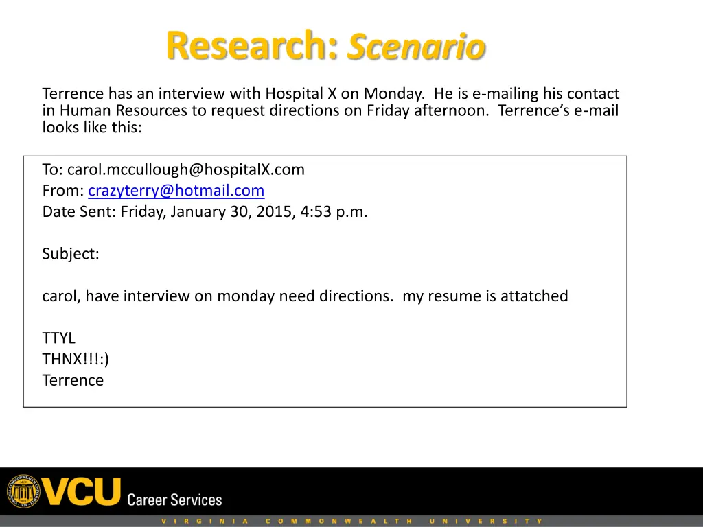 research scenario