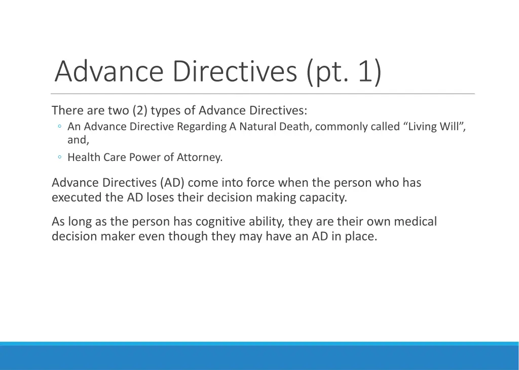 advance directives pt 1