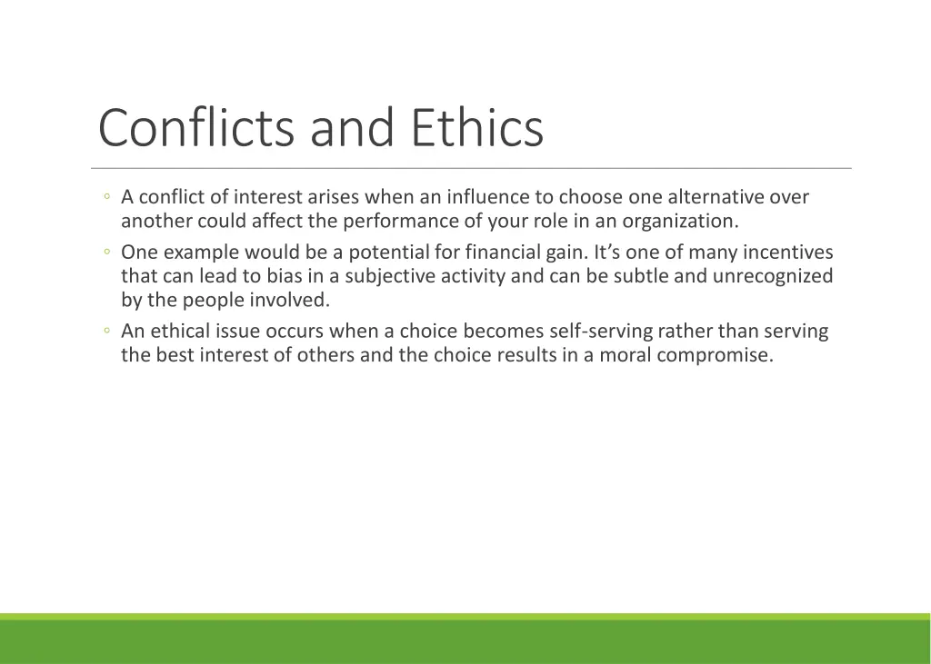 conflicts and ethics