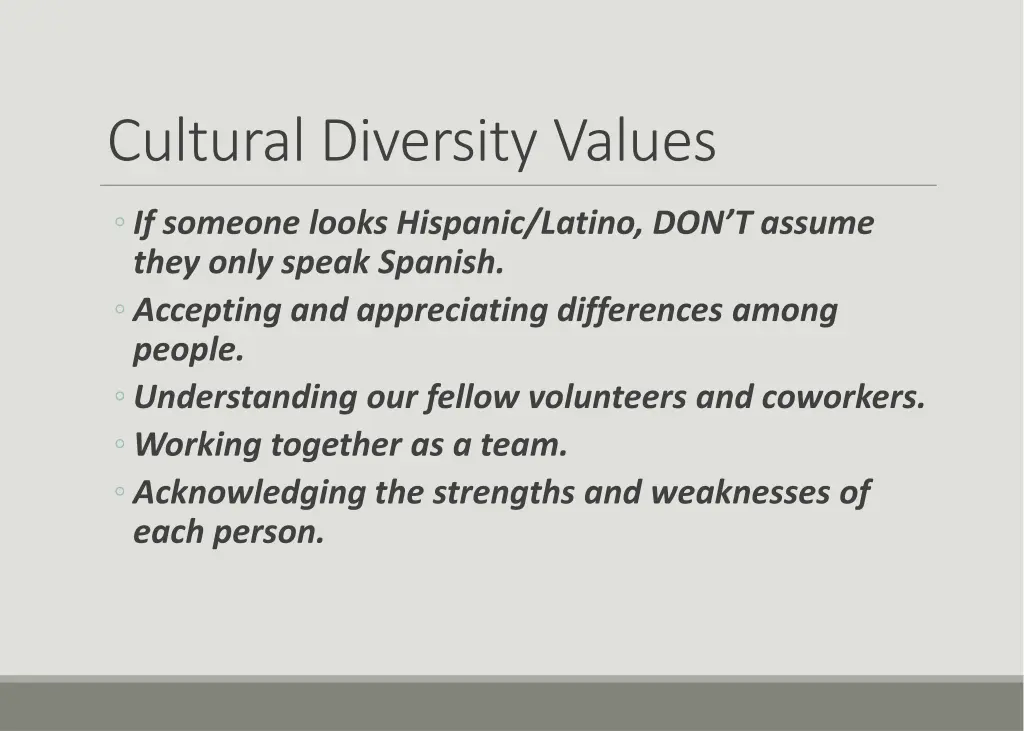 cultural diversity values