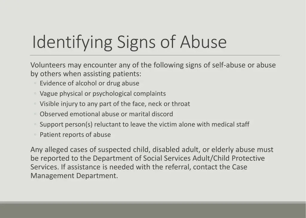 identifying signs of abuse