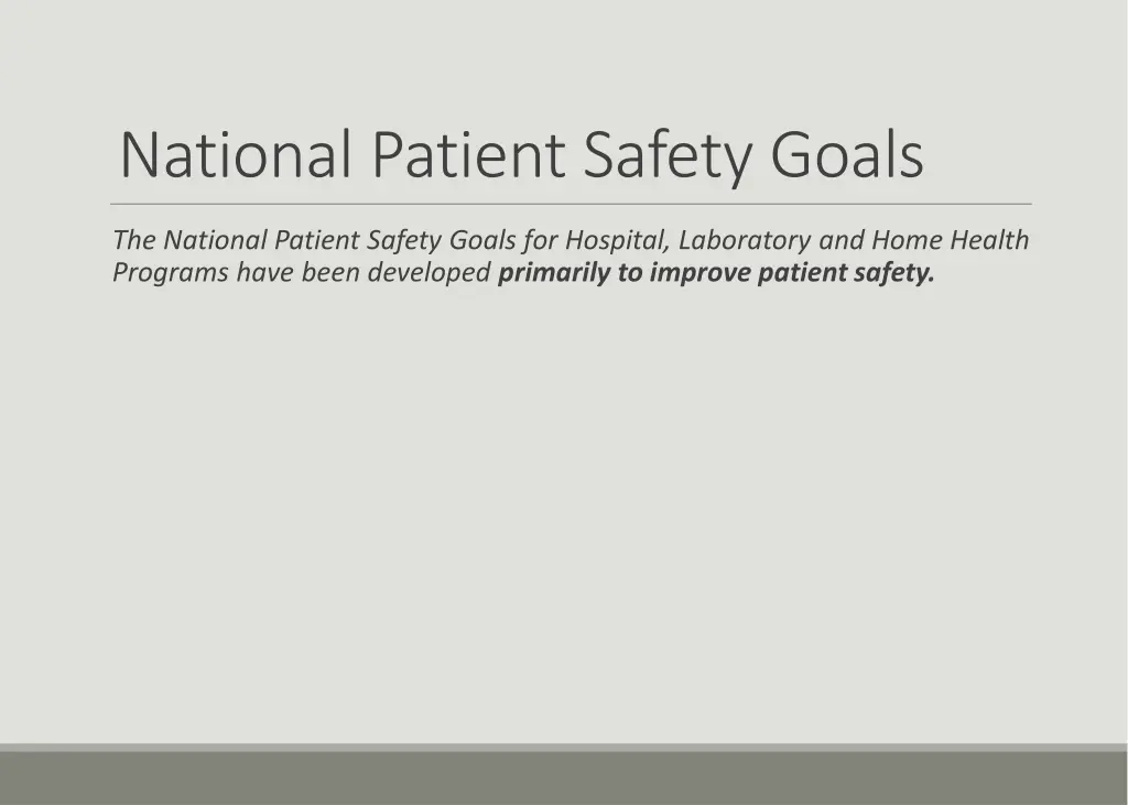 national patient safety goals