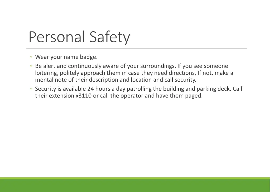 personal safety