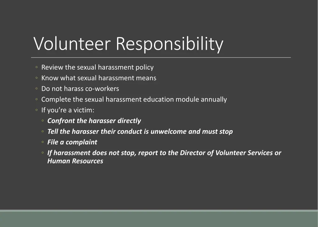 volunteer responsibility