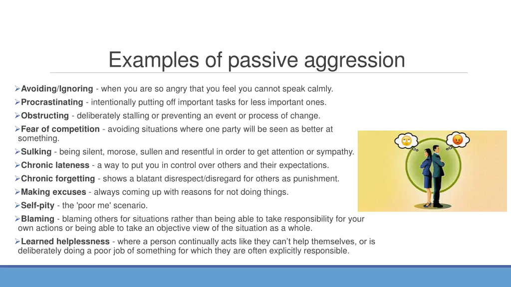 examples of passive aggression