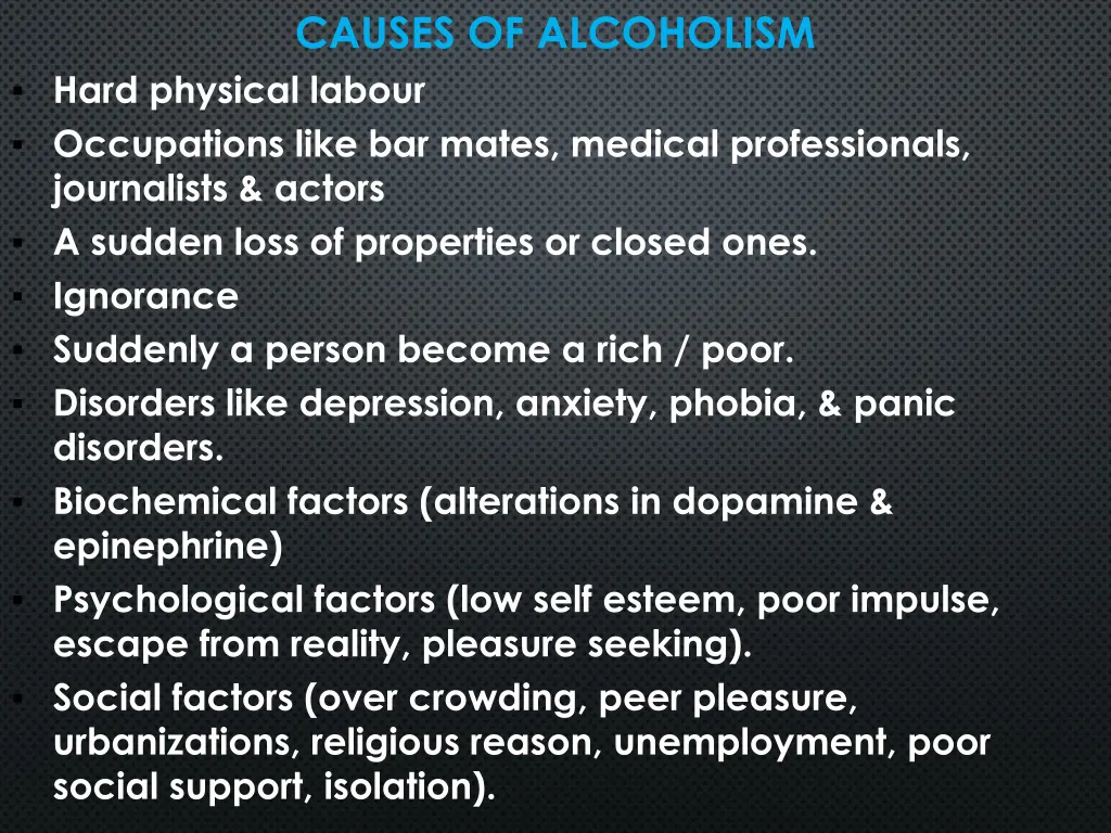 causes of alcoholism