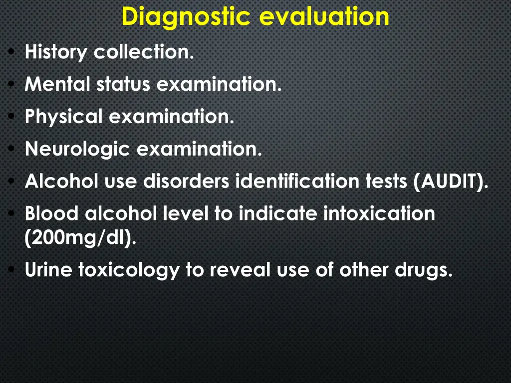 diagnostic evaluation history collection mental